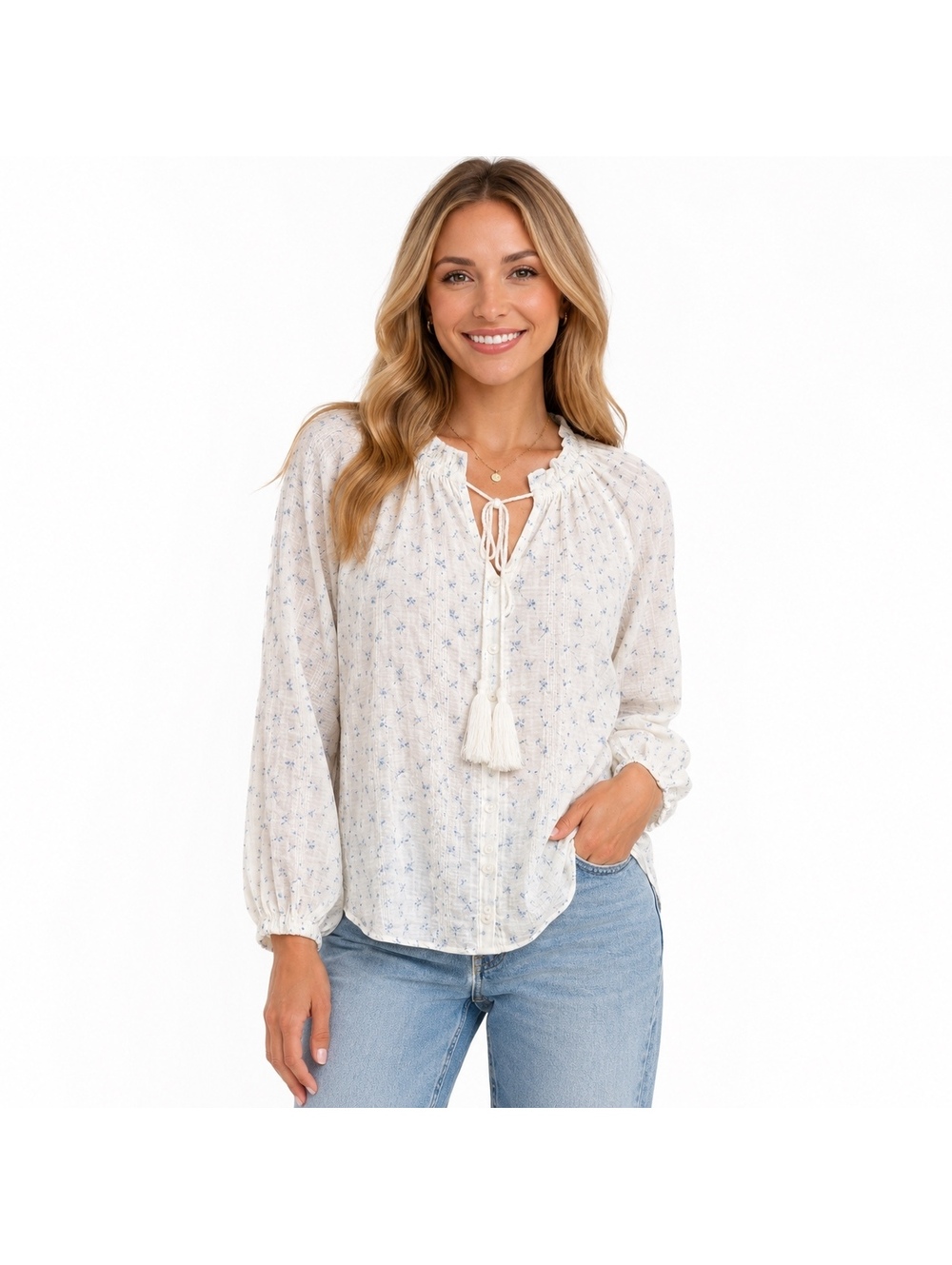 018. CeCe•Embroidered Blouse•Large - Picture 1 of 5